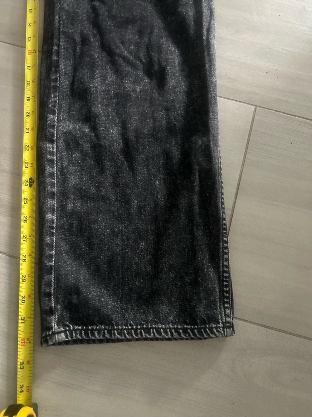 AMO Marcella Pleated Jeans Frosty Black High Rise Wide Leg size 27 - Picture 12 of 12